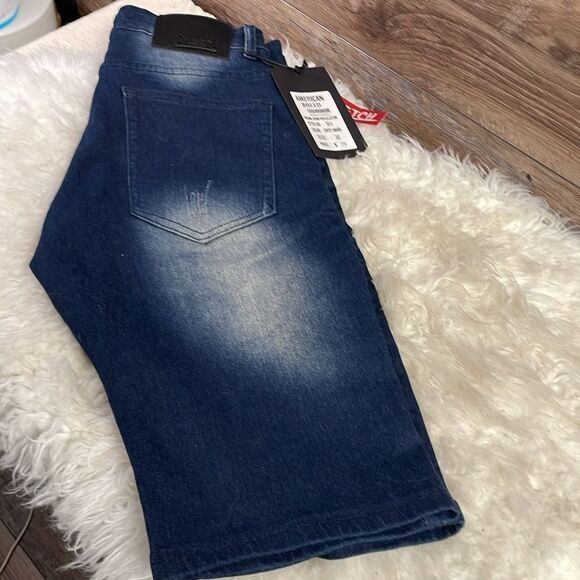 AMERICAN BREED Indigo Blue Distressed Jean Shorts Jorts Size 32 - Picture 10 of 11